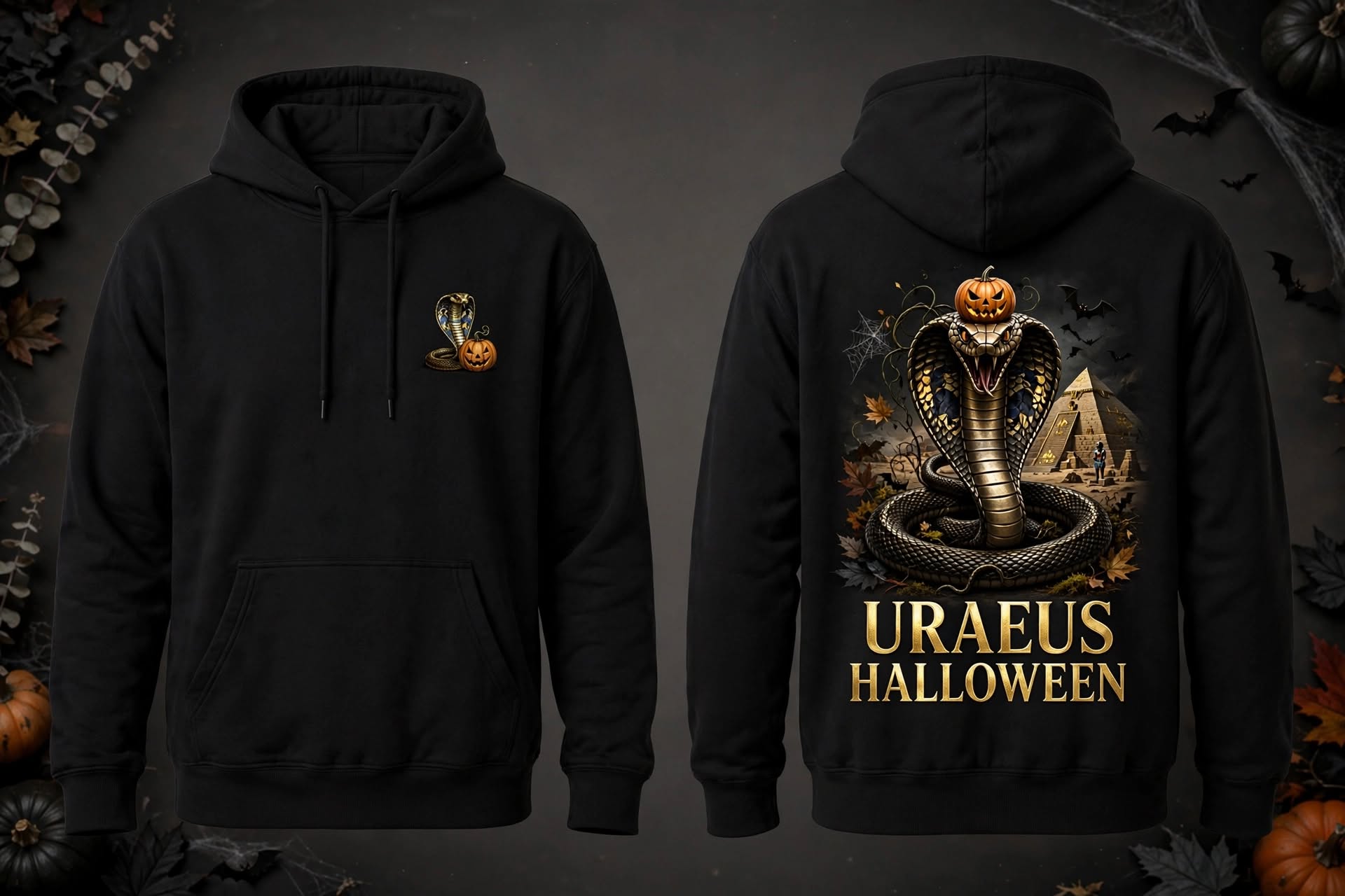 Uraeus Halloween black hoodie, front and back print